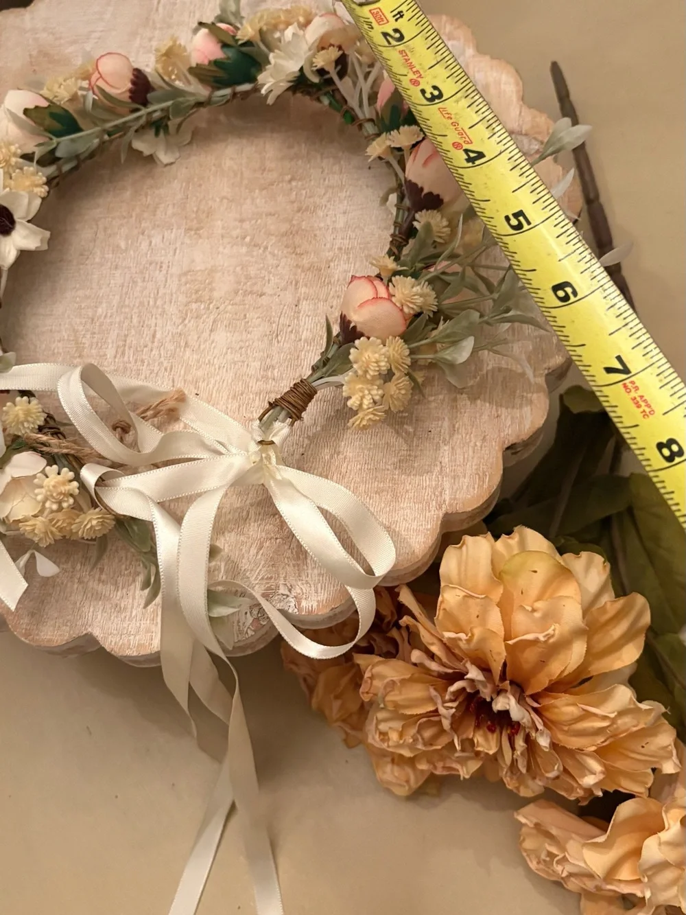 Floral Ribbon Headband - Blush Pink and Cream